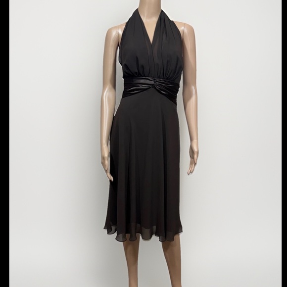 London Times Dresses & Skirts - Vintage Womens Y2K Brown Babydoll Halter Neck Dress Size 8 Fairy Whimsical